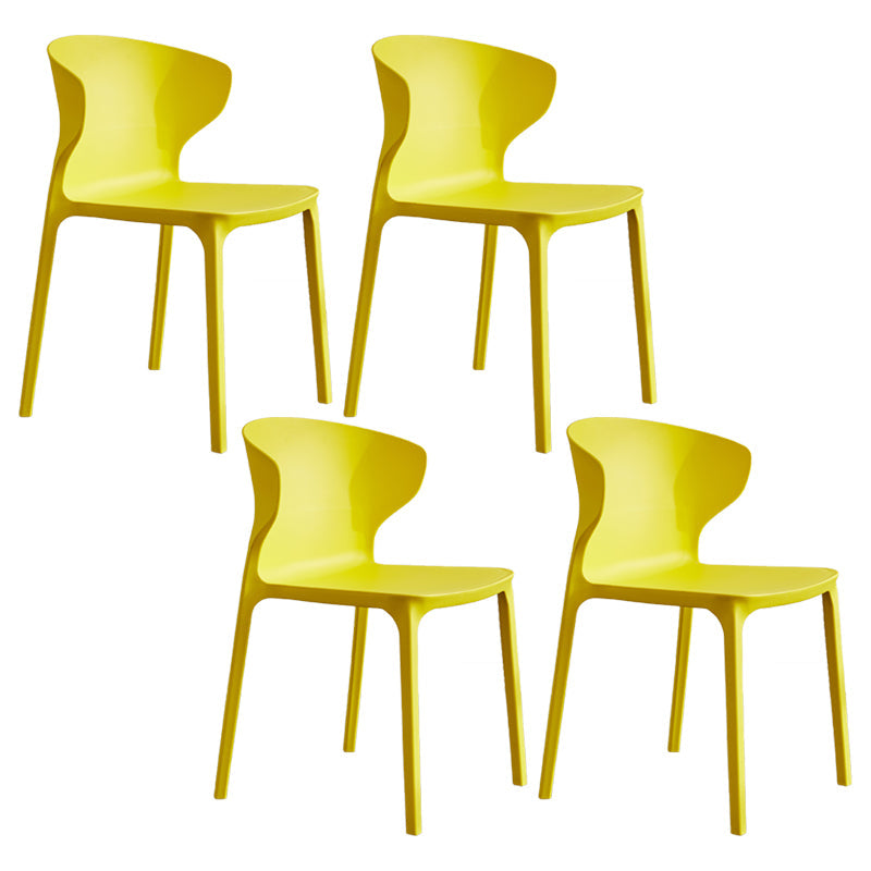 Home Contemporary Arm Chair Wingback Plastic Stackable Dining Room Chair Yellow 4 Piece Set Clearhalo ' kitchen&dining_furn' 'Dining Chairs' 'Dining Tables & Seating' 'dining_chair' 'furn' 'furn_dining_chair' 'Furniture' 'furniture_dining_chair' 'Kitchen & Dining Furniture' 'kitchen' 3541754