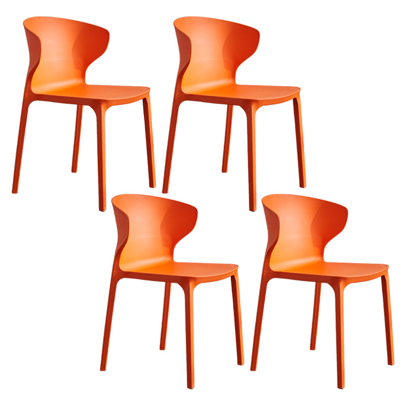Home Contemporary Arm Chair Wingback Plastic Stackable Dining Room Chair Orange 4 Piece Set Clearhalo ' kitchen&dining_furn' 'Dining Chairs' 'Dining Tables & Seating' 'dining_chair' 'furn' 'furn_dining_chair' 'Furniture' 'furniture_dining_chair' 'Kitchen & Dining Furniture' 'kitchen' 3541757