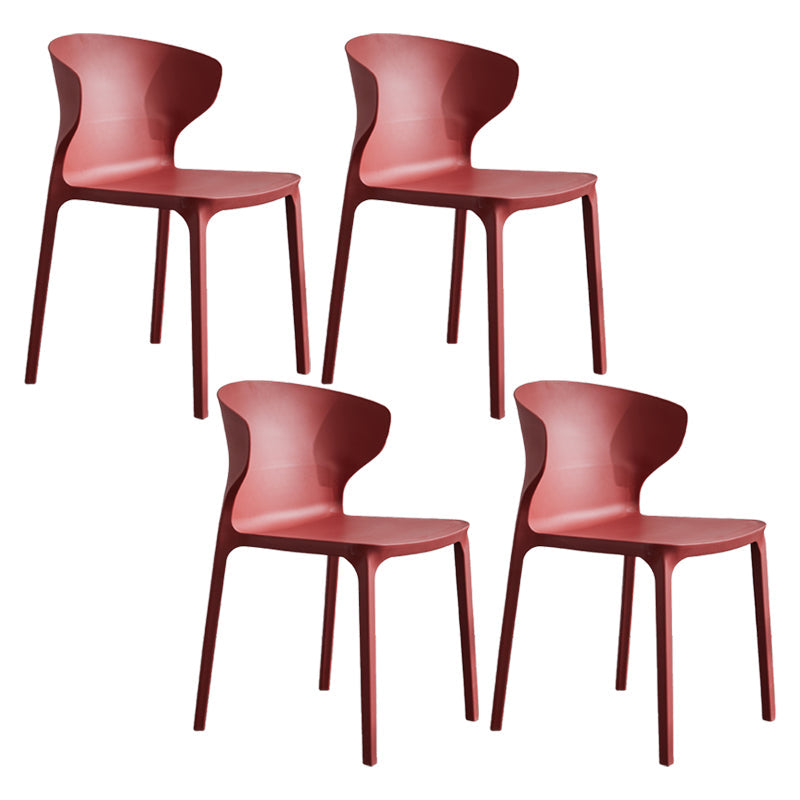 Home Contemporary Arm Chair Wingback Plastic Stackable Dining Room Chair Burgundy 4 Piece Set Clearhalo ' kitchen&dining_furn' 'Dining Chairs' 'Dining Tables & Seating' 'dining_chair' 'furn' 'furn_dining_chair' 'Furniture' 'furniture_dining_chair' 'Kitchen & Dining Furniture' 'kitchen' 3541775