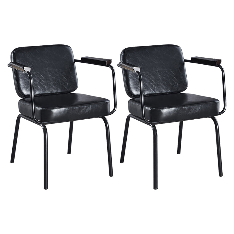 Metal Industrial Dining Room Chair Metallic Finish Parsons Dining Arm Chair Black 2 Piece Set Clearhalo ' kitchen&dining_furn' 'Dining Chairs' 'Dining Tables & Seating' 'dining_chair' 'furn' 'furn_dining_chair' 'Furniture' 'furniture_dining_chair' 'Kitchen & Dining Furniture' 'kitchen' 3541786