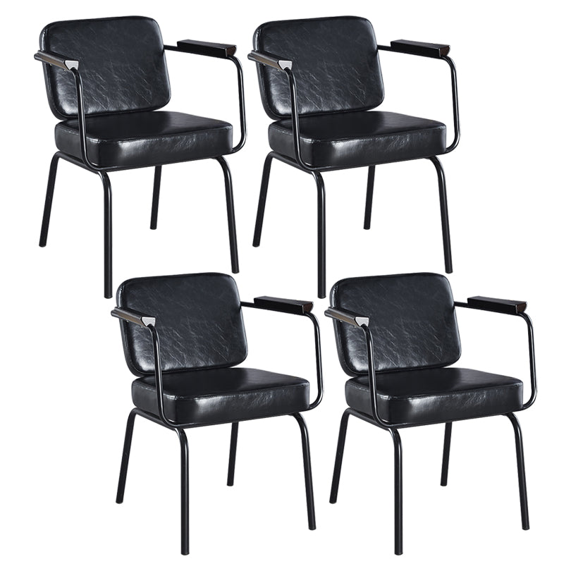Metal Industrial Dining Room Chair Metallic Finish Parsons Dining Arm Chair Black 4 Piece Set Clearhalo ' kitchen&dining_furn' 'Dining Chairs' 'Dining Tables & Seating' 'dining_chair' 'furn' 'furn_dining_chair' 'Furniture' 'furniture_dining_chair' 'Kitchen & Dining Furniture' 'kitchen' 3541788