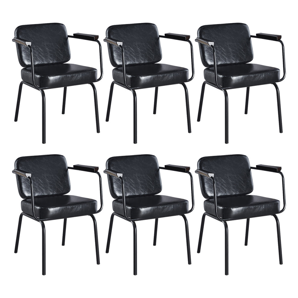 Metal Industrial Dining Room Chair Metallic Finish Parsons Dining Arm Chair Black 6 Piece Set Clearhalo ' kitchen&dining_furn' 'Dining Chairs' 'Dining Tables & Seating' 'dining_chair' 'furn' 'furn_dining_chair' 'Furniture' 'furniture_dining_chair' 'Kitchen & Dining Furniture' 'kitchen' 3541790