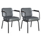 Metal Industrial Dining Room Chair Metallic Finish Parsons Dining Arm Chair Grey 2 Piece Set Clearhalo ' kitchen&dining_furn' 'Dining Chairs' 'Dining Tables & Seating' 'dining_chair' 'furn' 'furn_dining_chair' 'Furniture' 'furniture_dining_chair' 'Kitchen & Dining Furniture' 'kitchen' 3541792