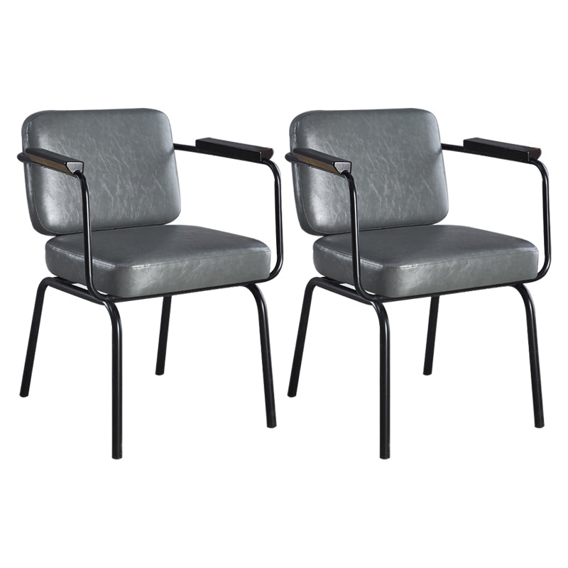 Metal Industrial Dining Room Chair Metallic Finish Parsons Dining Arm Chair Grey 2 Piece Set Clearhalo ' kitchen&dining_furn' 'Dining Chairs' 'Dining Tables & Seating' 'dining_chair' 'furn' 'furn_dining_chair' 'Furniture' 'furniture_dining_chair' 'Kitchen & Dining Furniture' 'kitchen' 3541792