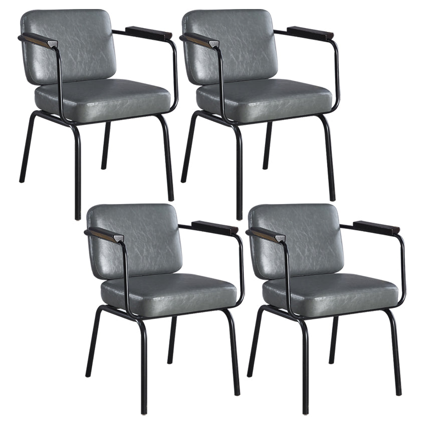 Metal Industrial Dining Room Chair Metallic Finish Parsons Dining Arm Chair Grey 4 Piece Set Clearhalo ' kitchen&dining_furn' 'Dining Chairs' 'Dining Tables & Seating' 'dining_chair' 'furn' 'furn_dining_chair' 'Furniture' 'furniture_dining_chair' 'Kitchen & Dining Furniture' 'kitchen' 3541793