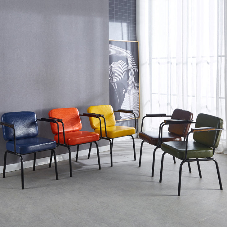 Metal Industrial Dining Room Chair Metallic Finish Parsons Dining Arm Chair Clearhalo ' kitchen&dining_furn' 'Dining Chairs' 'Dining Tables & Seating' 'dining_chair' 'furn' 'furn_dining_chair' 'Furniture' 'furniture_dining_chair' 'Kitchen & Dining Furniture' 'kitchen' 3541795