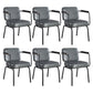 Metal Industrial Dining Room Chair Metallic Finish Parsons Dining Arm Chair Grey 6 Piece Set Clearhalo ' kitchen&dining_furn' 'Dining Chairs' 'Dining Tables & Seating' 'dining_chair' 'furn' 'furn_dining_chair' 'Furniture' 'furniture_dining_chair' 'Kitchen & Dining Furniture' 'kitchen' 3541796