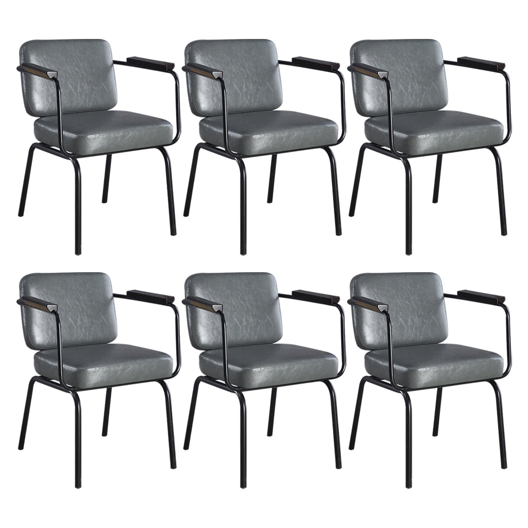 Metal Industrial Dining Room Chair Metallic Finish Parsons Dining Arm Chair Grey 6 Piece Set Clearhalo ' kitchen&dining_furn' 'Dining Chairs' 'Dining Tables & Seating' 'dining_chair' 'furn' 'furn_dining_chair' 'Furniture' 'furniture_dining_chair' 'Kitchen & Dining Furniture' 'kitchen' 3541796