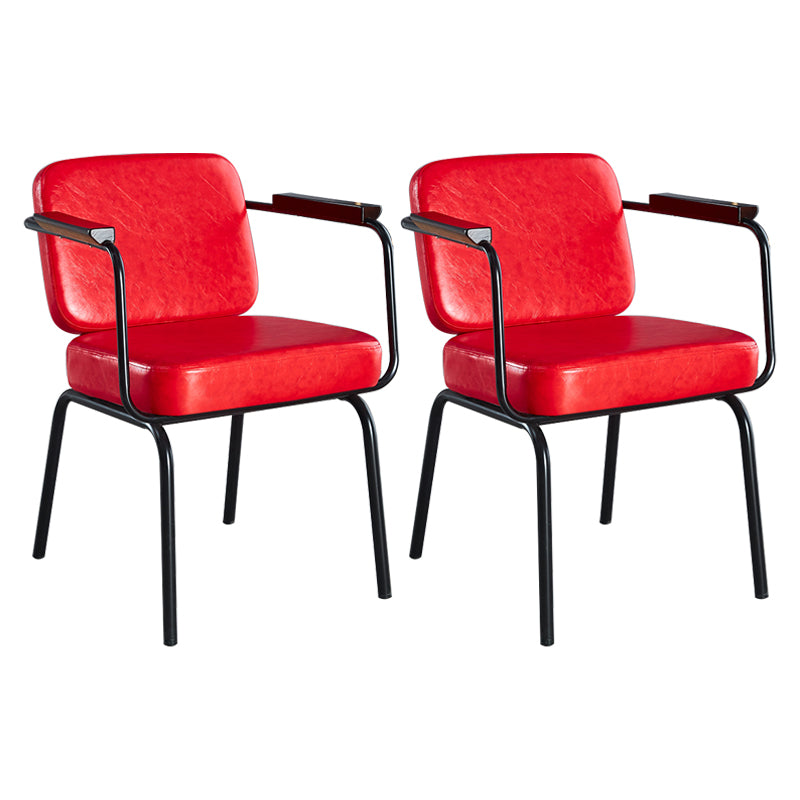 Metal Industrial Dining Room Chair Metallic Finish Parsons Dining Arm Chair Red 2 Piece Set Clearhalo ' kitchen&dining_furn' 'Dining Chairs' 'Dining Tables & Seating' 'dining_chair' 'furn' 'furn_dining_chair' 'Furniture' 'furniture_dining_chair' 'Kitchen & Dining Furniture' 'kitchen' 3541797