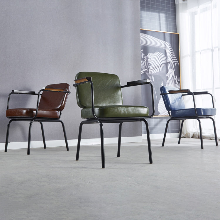 Metal Industrial Dining Room Chair Metallic Finish Parsons Dining Arm Chair Clearhalo ' kitchen&dining_furn' 'Dining Chairs' 'Dining Tables & Seating' 'dining_chair' 'furn' 'furn_dining_chair' 'Furniture' 'furniture_dining_chair' 'Kitchen & Dining Furniture' 'kitchen' 3541798