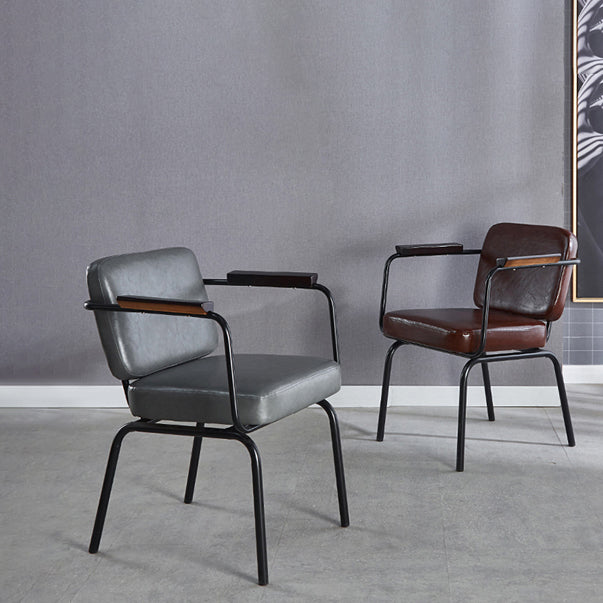 Metal Industrial Dining Room Chair Metallic Finish Parsons Dining Arm Chair Clearhalo ' kitchen&dining_furn' 'Dining Chairs' 'Dining Tables & Seating' 'dining_chair' 'furn' 'furn_dining_chair' 'Furniture' 'furniture_dining_chair' 'Kitchen & Dining Furniture' 'kitchen' 3541801