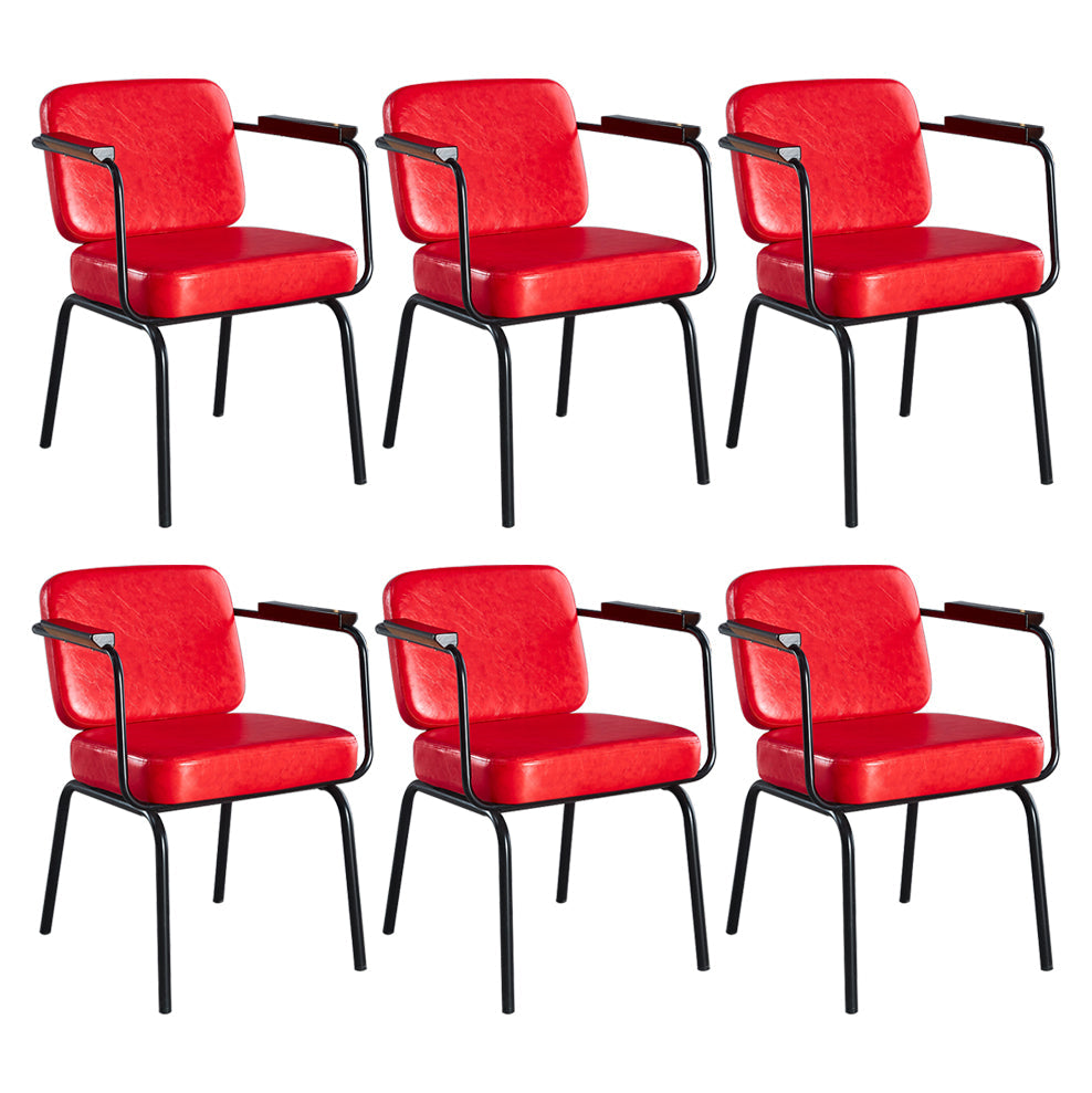 Metal Industrial Dining Room Chair Metallic Finish Parsons Dining Arm Chair Red 6 Piece Set Clearhalo ' kitchen&dining_furn' 'Dining Chairs' 'Dining Tables & Seating' 'dining_chair' 'furn' 'furn_dining_chair' 'Furniture' 'furniture_dining_chair' 'Kitchen & Dining Furniture' 'kitchen' 3541802