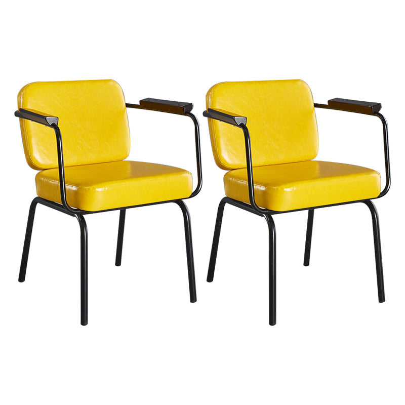 Metal Industrial Dining Room Chair Metallic Finish Parsons Dining Arm Chair Yellow 2 Piece Set Clearhalo ' kitchen&dining_furn' 'Dining Chairs' 'Dining Tables & Seating' 'dining_chair' 'furn' 'furn_dining_chair' 'Furniture' 'furniture_dining_chair' 'Kitchen & Dining Furniture' 'kitchen' 3541804