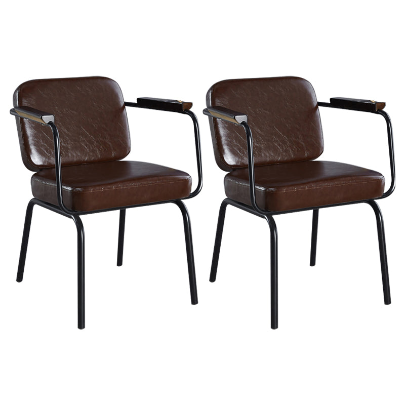 Metal Industrial Dining Room Chair Metallic Finish Parsons Dining Arm Chair Coffee 2 Piece Set Clearhalo ' kitchen&dining_furn' 'Dining Chairs' 'Dining Tables & Seating' 'dining_chair' 'furn' 'furn_dining_chair' 'Furniture' 'furniture_dining_chair' 'Kitchen & Dining Furniture' 'kitchen' 3541810