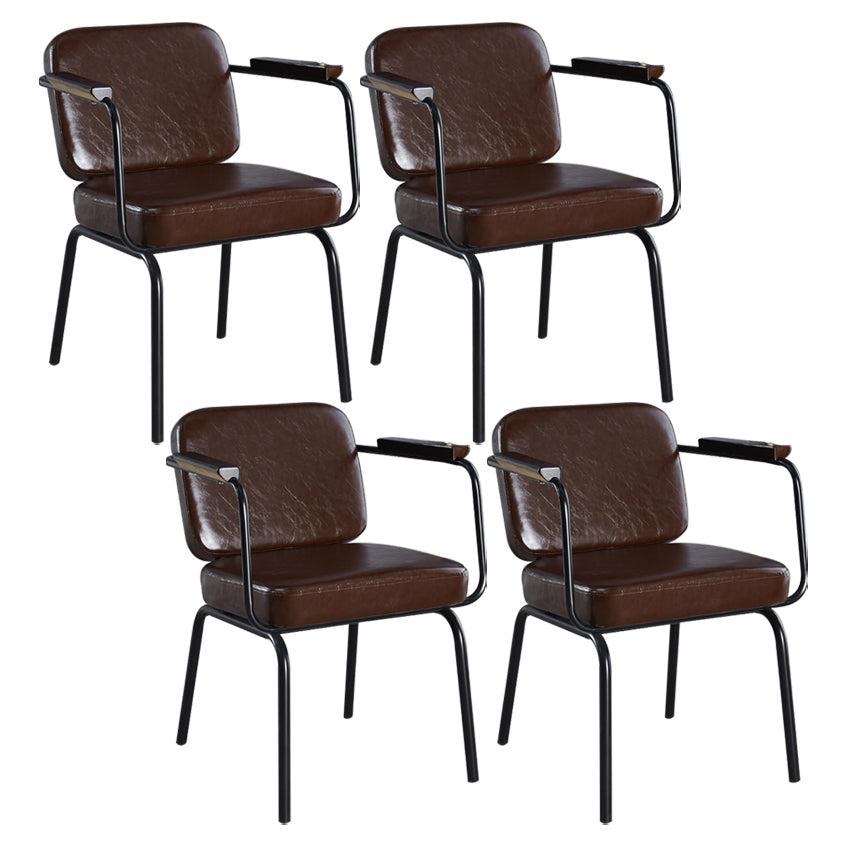 Metal Industrial Dining Room Chair Metallic Finish Parsons Dining Arm Chair Coffee 4 Piece Set Clearhalo ' kitchen&dining_furn' 'Dining Chairs' 'Dining Tables & Seating' 'dining_chair' 'furn' 'furn_dining_chair' 'Furniture' 'furniture_dining_chair' 'Kitchen & Dining Furniture' 'kitchen' 3541811