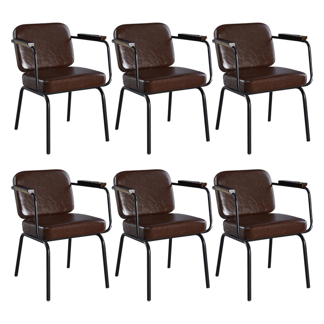 Metal Industrial Dining Room Chair Metallic Finish Parsons Dining Arm Chair Coffee 6 Piece Set Clearhalo ' kitchen&dining_furn' 'Dining Chairs' 'Dining Tables & Seating' 'dining_chair' 'furn' 'furn_dining_chair' 'Furniture' 'furniture_dining_chair' 'Kitchen & Dining Furniture' 'kitchen' 3541812