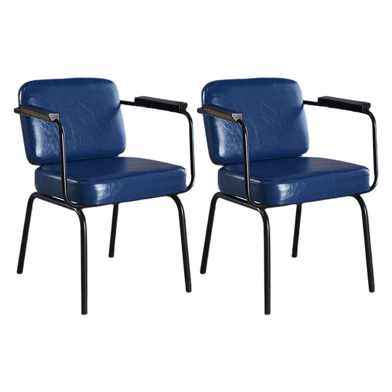 Metal Industrial Dining Room Chair Metallic Finish Parsons Dining Arm Chair Dark Blue 2 Piece Set Clearhalo ' kitchen&dining_furn' 'Dining Chairs' 'Dining Tables & Seating' 'dining_chair' 'furn' 'furn_dining_chair' 'Furniture' 'furniture_dining_chair' 'Kitchen & Dining Furniture' 'kitchen' 3541813