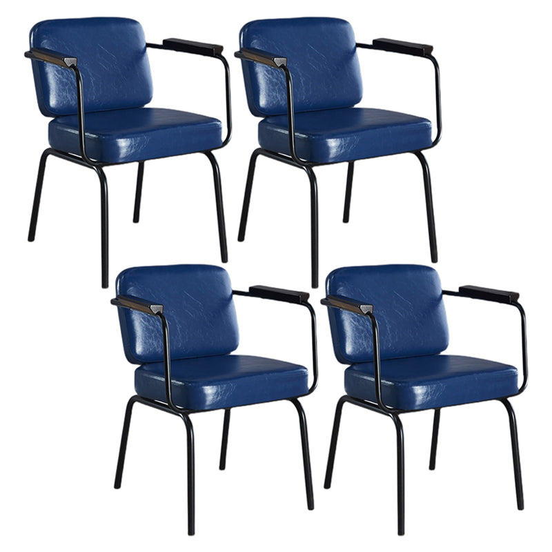 Metal Industrial Dining Room Chair Metallic Finish Parsons Dining Arm Chair Dark Blue 4 Piece Set Clearhalo ' kitchen&dining_furn' 'Dining Chairs' 'Dining Tables & Seating' 'dining_chair' 'furn' 'furn_dining_chair' 'Furniture' 'furniture_dining_chair' 'Kitchen & Dining Furniture' 'kitchen' 3541814