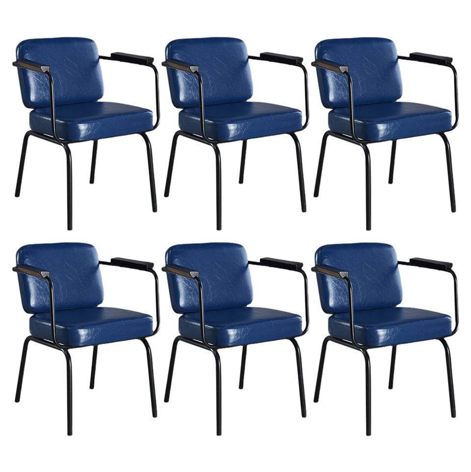 Metal Industrial Dining Room Chair Metallic Finish Parsons Dining Arm Chair Dark Blue 6 Piece Set Clearhalo ' kitchen&dining_furn' 'Dining Chairs' 'Dining Tables & Seating' 'dining_chair' 'furn' 'furn_dining_chair' 'Furniture' 'furniture_dining_chair' 'Kitchen & Dining Furniture' 'kitchen' 3541815