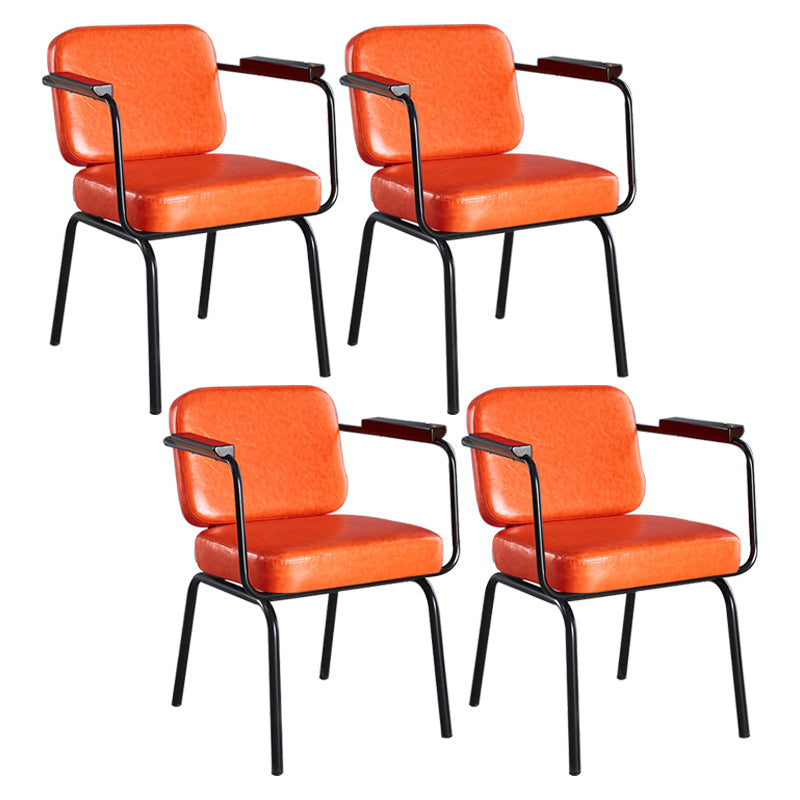 Metal Industrial Dining Room Chair Metallic Finish Parsons Dining Arm Chair Orange 4 Piece Set Clearhalo ' kitchen&dining_furn' 'Dining Chairs' 'Dining Tables & Seating' 'dining_chair' 'furn' 'furn_dining_chair' 'Furniture' 'furniture_dining_chair' 'Kitchen & Dining Furniture' 'kitchen' 3541817