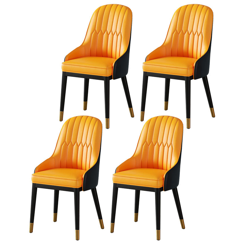 Scandinavian Metal Arm Chair Parsons Chair Dining Room Home Side Chair Orange 4 Piece Set Clearhalo ' kitchen&dining_furn' 'Dining Chairs' 'Dining Tables & Seating' 'dining_chair' 'furn' 'furn_dining_chair' 'Furniture' 'furniture_dining_chair' 'Kitchen & Dining Furniture' 'kitchen' 3541827