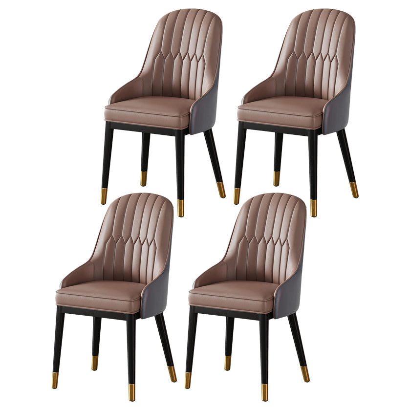 Scandinavian Metal Arm Chair Parsons Chair Dining Room Home Side Chair Brown 4 Piece Set Clearhalo ' kitchen&dining_furn' 'Dining Chairs' 'Dining Tables & Seating' 'dining_chair' 'furn' 'furn_dining_chair' 'Furniture' 'furniture_dining_chair' 'Kitchen & Dining Furniture' 'kitchen' 3541831