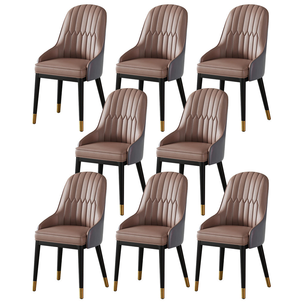 Scandinavian Metal Arm Chair Parsons Chair Dining Room Home Side Chair Brown 8 Piece Set Clearhalo ' kitchen&dining_furn' 'Dining Chairs' 'Dining Tables & Seating' 'dining_chair' 'furn' 'furn_dining_chair' 'Furniture' 'furniture_dining_chair' 'Kitchen & Dining Furniture' 'kitchen' 3541833