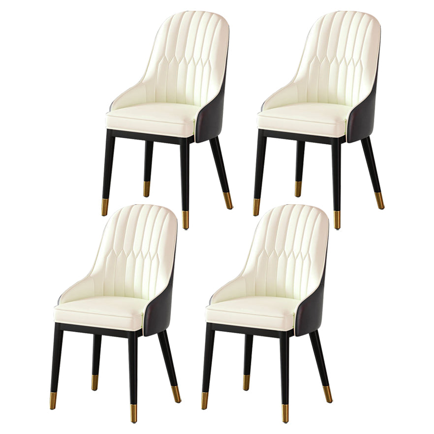 Scandinavian Metal Arm Chair Parsons Chair Dining Room Home Side Chair Off-White 4 Piece Set Clearhalo ' kitchen&dining_furn' 'Dining Chairs' 'Dining Tables & Seating' 'dining_chair' 'furn' 'furn_dining_chair' 'Furniture' 'furniture_dining_chair' 'Kitchen & Dining Furniture' 'kitchen' 3541835