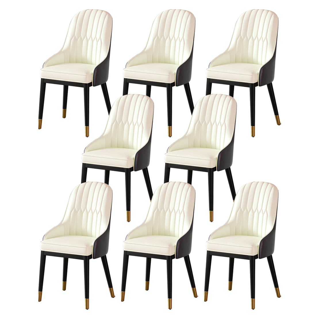 Scandinavian Metal Arm Chair Parsons Chair Dining Room Home Side Chair Off-White 8 Piece Set Clearhalo ' kitchen&dining_furn' 'Dining Chairs' 'Dining Tables & Seating' 'dining_chair' 'furn' 'furn_dining_chair' 'Furniture' 'furniture_dining_chair' 'Kitchen & Dining Furniture' 'kitchen' 3541837