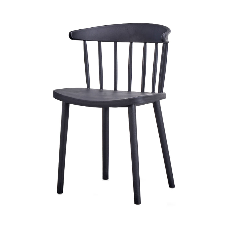 Contemporary Style Plastic Dining Armchair Windsor Back Side Chair for Home Black 1 Piece Clearhalo ' kitchen&dining_furn' 'Dining Chairs' 'Dining Tables & Seating' 'dining_chair' 'furn' 'furn_dining_chair' 'Furniture' 'furniture_dining_chair' 'Kitchen & Dining Furniture' 'kitchen' 3541840
