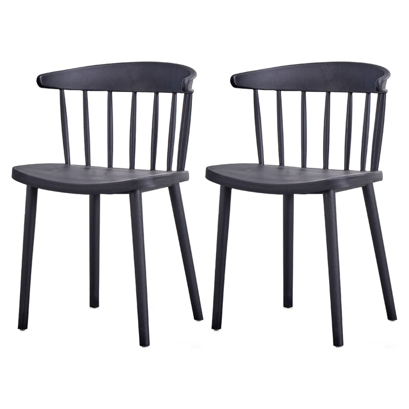 Contemporary Style Plastic Dining Armchair Windsor Back Side Chair for Home Black 2 Piece Set Clearhalo ' kitchen&dining_furn' 'Dining Chairs' 'Dining Tables & Seating' 'dining_chair' 'furn' 'furn_dining_chair' 'Furniture' 'furniture_dining_chair' 'Kitchen & Dining Furniture' 'kitchen' 3541842