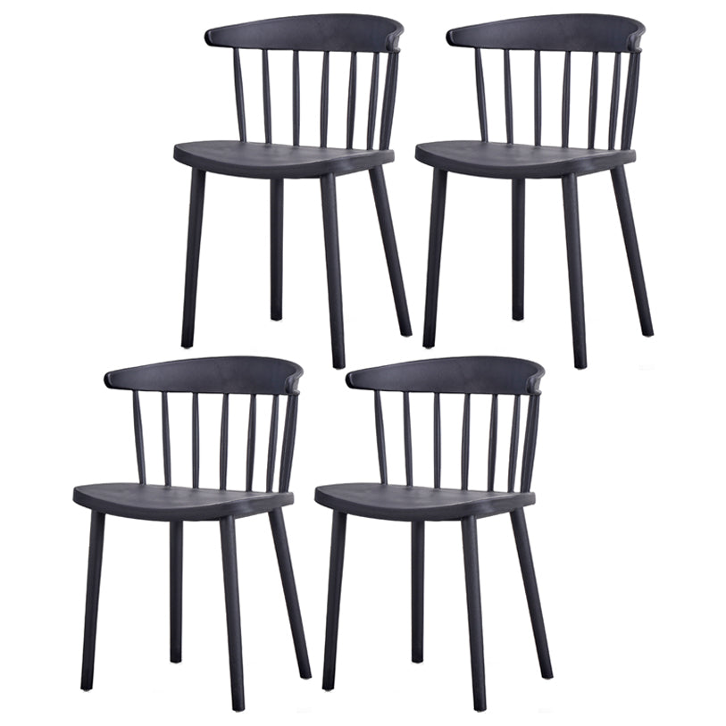 Contemporary Style Plastic Dining Armchair Windsor Back Side Chair for Home Black 4 Piece Set Clearhalo ' kitchen&dining_furn' 'Dining Chairs' 'Dining Tables & Seating' 'dining_chair' 'furn' 'furn_dining_chair' 'Furniture' 'furniture_dining_chair' 'Kitchen & Dining Furniture' 'kitchen' 3541844