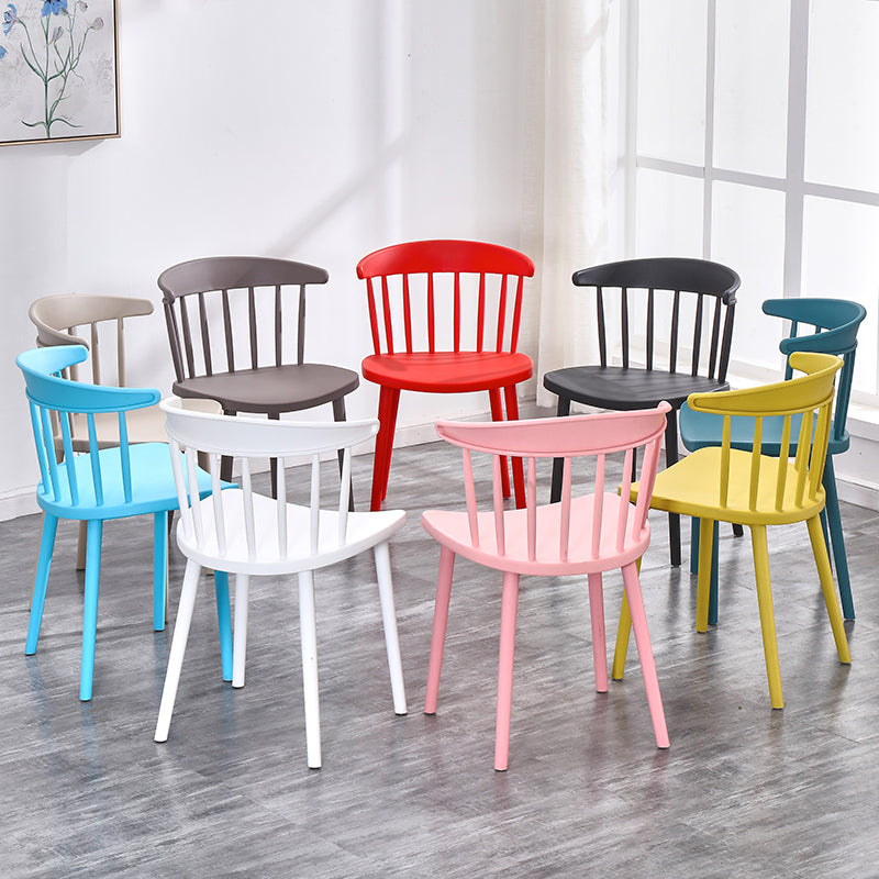 Contemporary Style Plastic Dining Armchair Windsor Back Side Chair for Home Clearhalo ' kitchen&dining_furn' 'Dining Chairs' 'Dining Tables & Seating' 'dining_chair' 'furn' 'furn_dining_chair' 'Furniture' 'furniture_dining_chair' 'Kitchen & Dining Furniture' 'kitchen' 3541845