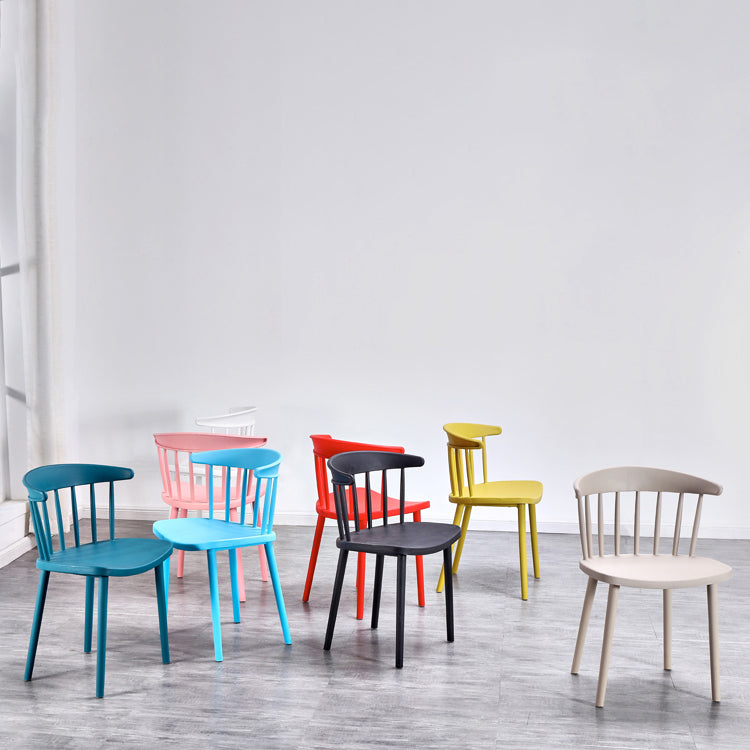 Contemporary Style Plastic Dining Armchair Windsor Back Side Chair for Home Clearhalo ' kitchen&dining_furn' 'Dining Chairs' 'Dining Tables & Seating' 'dining_chair' 'furn' 'furn_dining_chair' 'Furniture' 'furniture_dining_chair' 'Kitchen & Dining Furniture' 'kitchen' 3541855