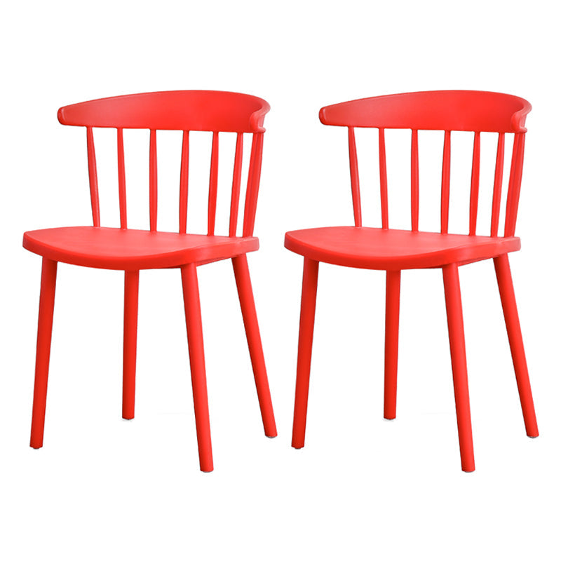Contemporary Style Plastic Dining Armchair Windsor Back Side Chair for Home Red 2 Piece Set Clearhalo ' kitchen&dining_furn' 'Dining Chairs' 'Dining Tables & Seating' 'dining_chair' 'furn' 'furn_dining_chair' 'Furniture' 'furniture_dining_chair' 'Kitchen & Dining Furniture' 'kitchen' 3541859