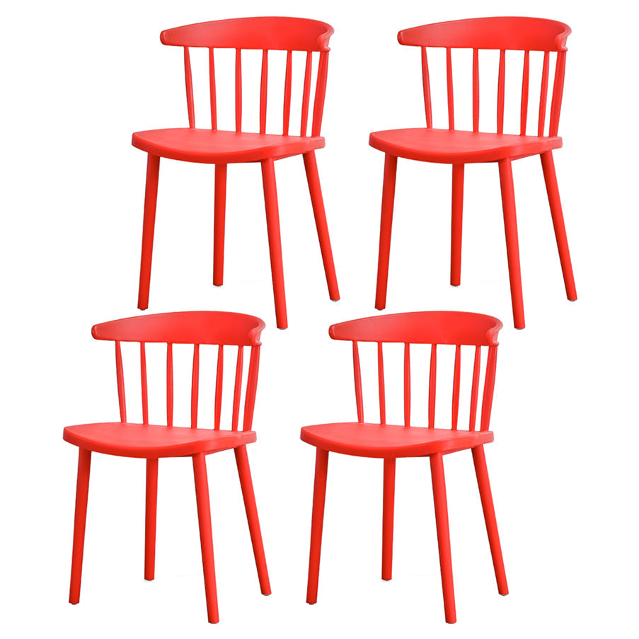 Contemporary Style Plastic Dining Armchair Windsor Back Side Chair for Home Red 4 Piece Set Clearhalo ' kitchen&dining_furn' 'Dining Chairs' 'Dining Tables & Seating' 'dining_chair' 'furn' 'furn_dining_chair' 'Furniture' 'furniture_dining_chair' 'Kitchen & Dining Furniture' 'kitchen' 3541861