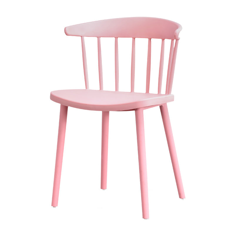 Contemporary Style Plastic Dining Armchair Windsor Back Side Chair for Home Pink 1 Piece Clearhalo ' kitchen&dining_furn' 'Dining Chairs' 'Dining Tables & Seating' 'dining_chair' 'furn' 'furn_dining_chair' 'Furniture' 'furniture_dining_chair' 'Kitchen & Dining Furniture' 'kitchen' 3541864