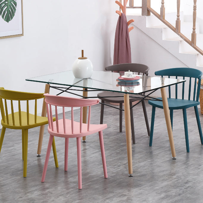 Contemporary Style Plastic Dining Armchair Windsor Back Side Chair for Home Clearhalo ' kitchen&dining_furn' 'Dining Chairs' 'Dining Tables & Seating' 'dining_chair' 'furn' 'furn_dining_chair' 'Furniture' 'furniture_dining_chair' 'Kitchen & Dining Furniture' 'kitchen' 3541865