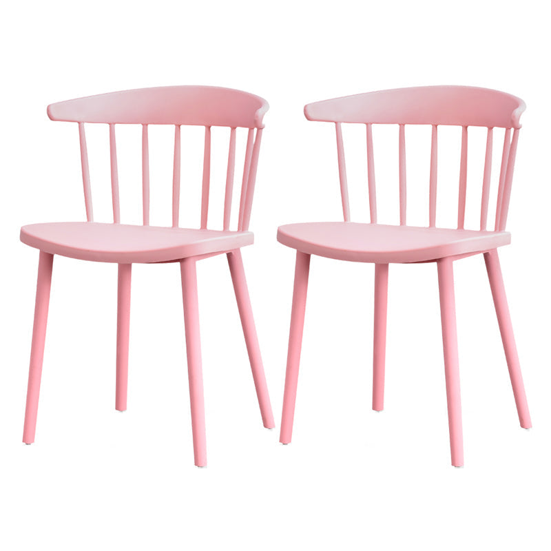 Contemporary Style Plastic Dining Armchair Windsor Back Side Chair for Home Pink 2 Piece Set Clearhalo ' kitchen&dining_furn' 'Dining Chairs' 'Dining Tables & Seating' 'dining_chair' 'furn' 'furn_dining_chair' 'Furniture' 'furniture_dining_chair' 'Kitchen & Dining Furniture' 'kitchen' 3541866