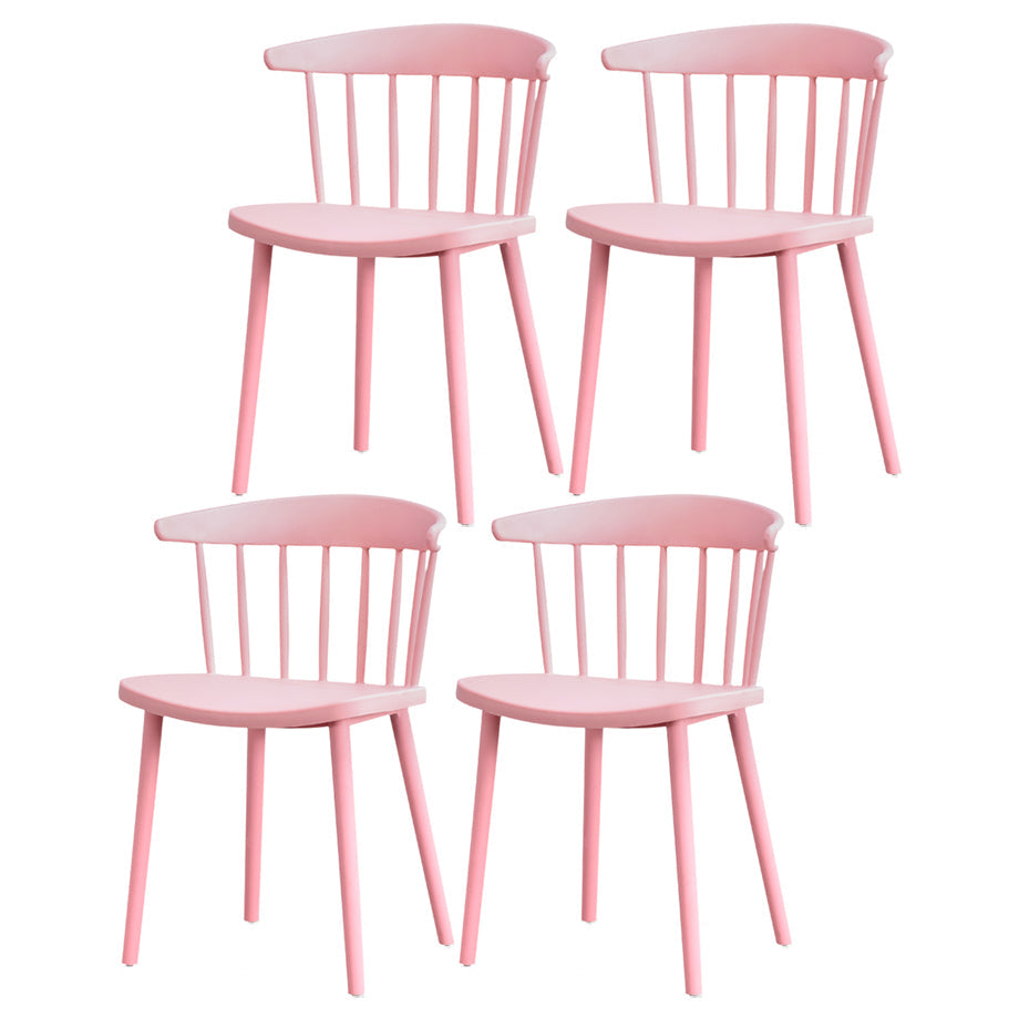 Contemporary Style Plastic Dining Armchair Windsor Back Side Chair for Home Pink 4 Piece Set Clearhalo ' kitchen&dining_furn' 'Dining Chairs' 'Dining Tables & Seating' 'dining_chair' 'furn' 'furn_dining_chair' 'Furniture' 'furniture_dining_chair' 'Kitchen & Dining Furniture' 'kitchen' 3541868