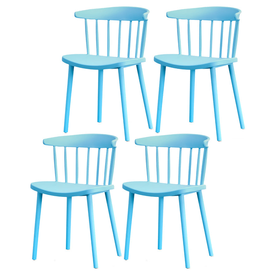 Contemporary Style Plastic Dining Armchair Windsor Back Side Chair for Home Light Blue 4 Piece Set Clearhalo ' kitchen&dining_furn' 'Dining Chairs' 'Dining Tables & Seating' 'dining_chair' 'furn' 'furn_dining_chair' 'Furniture' 'furniture_dining_chair' 'Kitchen & Dining Furniture' 'kitchen' 3541871