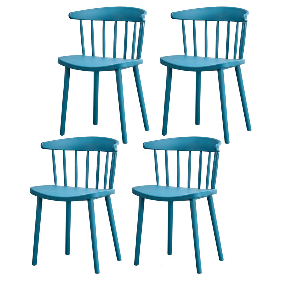 Contemporary Style Plastic Dining Armchair Windsor Back Side Chair for Home Peacock Blue 4 Piece Set Clearhalo ' kitchen&dining_furn' 'Dining Chairs' 'Dining Tables & Seating' 'dining_chair' 'furn' 'furn_dining_chair' 'Furniture' 'furniture_dining_chair' 'Kitchen & Dining Furniture' 'kitchen' 3541880