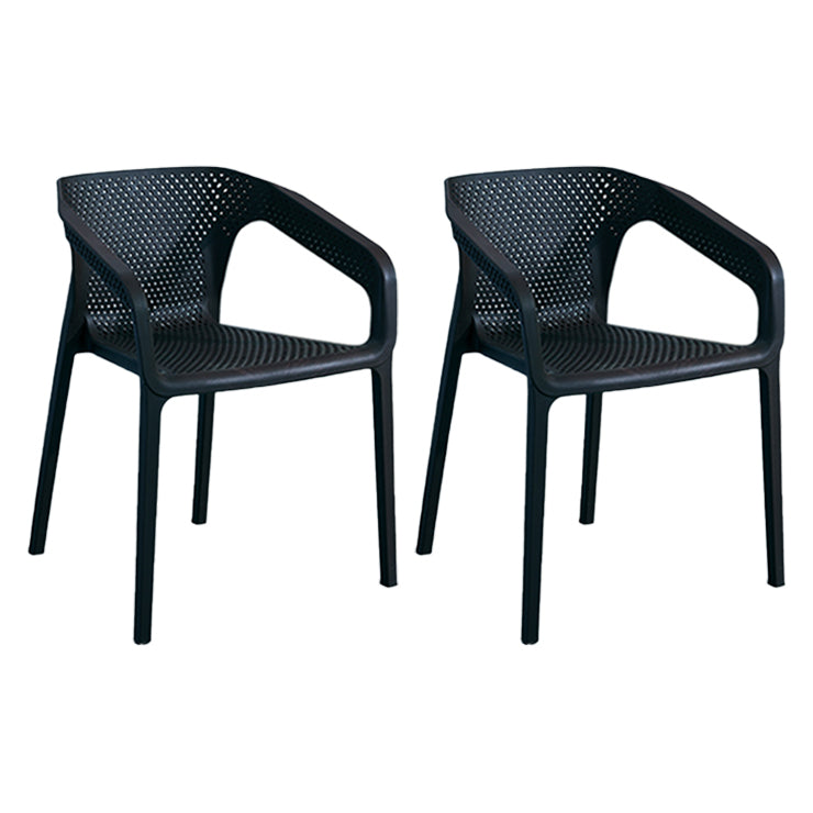 Contemporary Style Multicolor Dining Arm Chair Plastic Stacking Arm Chair Black 2 Piece Set Clearhalo ' kitchen&dining_furn' 'Dining Chairs' 'Dining Tables & Seating' 'dining_chair' 'furn' 'furn_dining_chair' 'Furniture' 'furniture_dining_chair' 'Kitchen & Dining Furniture' 'kitchen' 3541882
