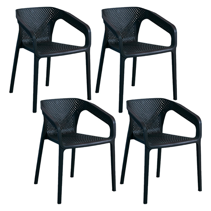 Contemporary Style Multicolor Dining Arm Chair Plastic Stacking Arm Chair Black 4 Piece Set Clearhalo ' kitchen&dining_furn' 'Dining Chairs' 'Dining Tables & Seating' 'dining_chair' 'furn' 'furn_dining_chair' 'Furniture' 'furniture_dining_chair' 'Kitchen & Dining Furniture' 'kitchen' 3541883
