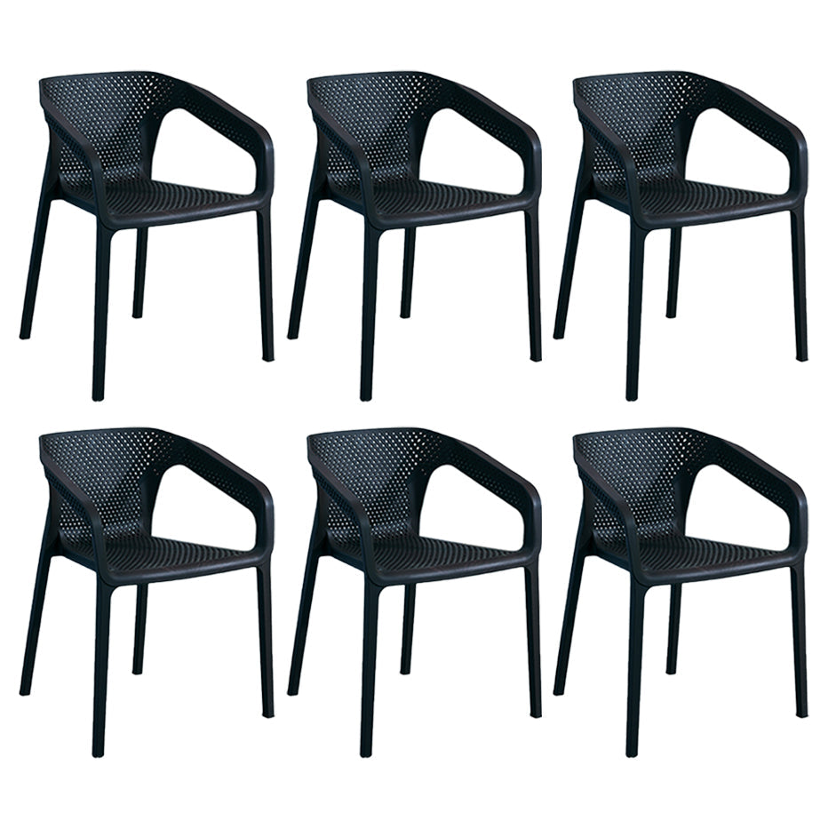 Contemporary Style Multicolor Dining Arm Chair Plastic Stacking Arm Chair Black 6 Piece Set Clearhalo ' kitchen&dining_furn' 'Dining Chairs' 'Dining Tables & Seating' 'dining_chair' 'furn' 'furn_dining_chair' 'Furniture' 'furniture_dining_chair' 'Kitchen & Dining Furniture' 'kitchen' 3541886