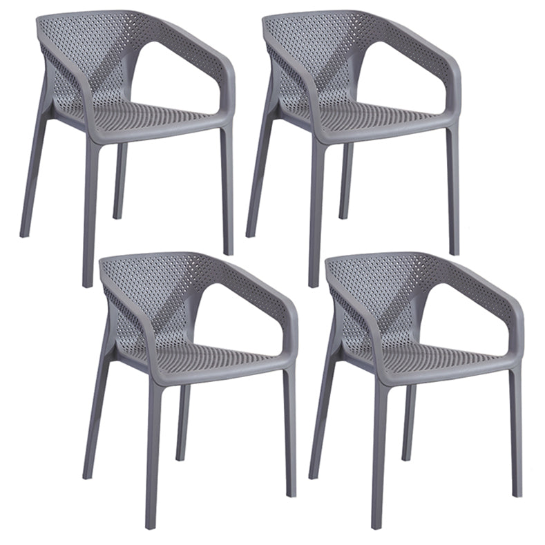 Contemporary Style Multicolor Dining Arm Chair Plastic Stacking Arm Chair Grey 4 Piece Set Clearhalo ' kitchen&dining_furn' 'Dining Chairs' 'Dining Tables & Seating' 'dining_chair' 'furn' 'furn_dining_chair' 'Furniture' 'furniture_dining_chair' 'Kitchen & Dining Furniture' 'kitchen' 3541889
