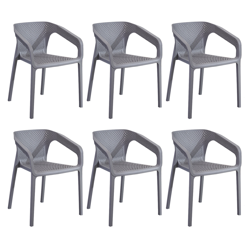 Contemporary Style Multicolor Dining Arm Chair Plastic Stacking Arm Chair Grey 6 Piece Set Clearhalo ' kitchen&dining_furn' 'Dining Chairs' 'Dining Tables & Seating' 'dining_chair' 'furn' 'furn_dining_chair' 'Furniture' 'furniture_dining_chair' 'Kitchen & Dining Furniture' 'kitchen' 3541891