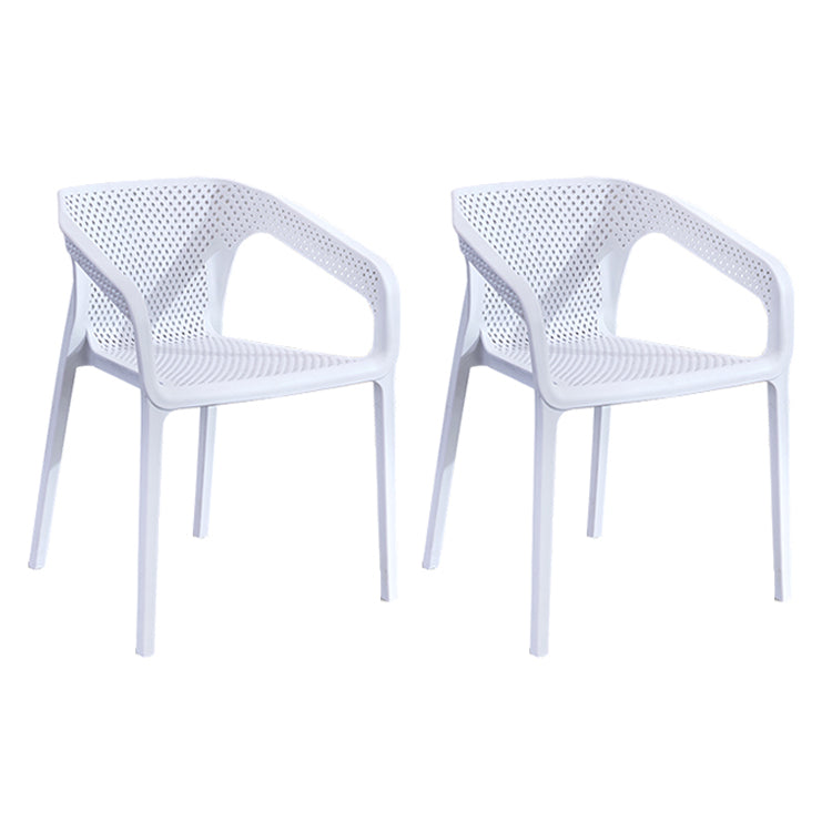 Contemporary Style Multicolor Dining Arm Chair Plastic Stacking Arm Chair White 2 Piece Set Clearhalo ' kitchen&dining_furn' 'Dining Chairs' 'Dining Tables & Seating' 'dining_chair' 'furn' 'furn_dining_chair' 'Furniture' 'furniture_dining_chair' 'Kitchen & Dining Furniture' 'kitchen' 3541894