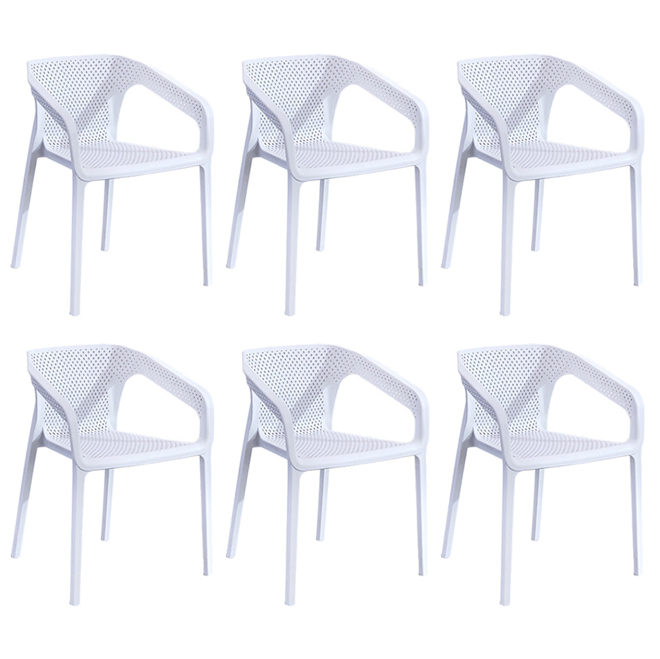 Contemporary Style Multicolor Dining Arm Chair Plastic Stacking Arm Chair White 6 Piece Set Clearhalo ' kitchen&dining_furn' 'Dining Chairs' 'Dining Tables & Seating' 'dining_chair' 'furn' 'furn_dining_chair' 'Furniture' 'furniture_dining_chair' 'Kitchen & Dining Furniture' 'kitchen' 3541898