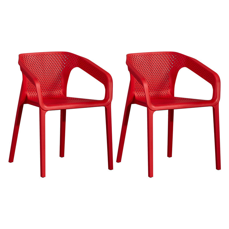 Contemporary Style Multicolor Dining Arm Chair Plastic Stacking Arm Chair Red 2 Piece Set Clearhalo ' kitchen&dining_furn' 'Dining Chairs' 'Dining Tables & Seating' 'dining_chair' 'furn' 'furn_dining_chair' 'Furniture' 'furniture_dining_chair' 'Kitchen & Dining Furniture' 'kitchen' 3541899